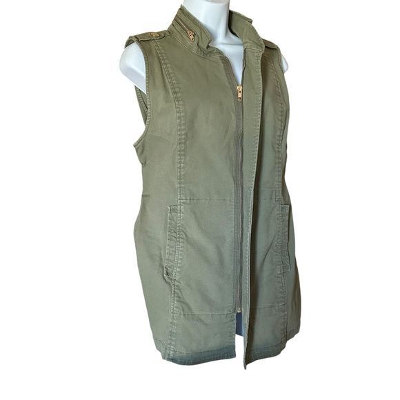 Cabi long vest jacket women's  sz small olive  army green festival militarycore - Picture 12 of 14